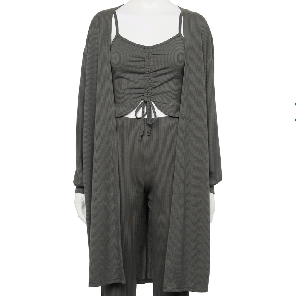 Live to Be Spoiled Ribbed Knit Cinched Tank Top & Oversized Cardigan Set